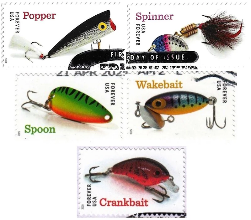 Freshwater fishing lures stamps