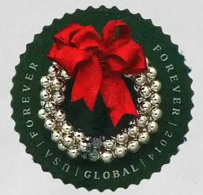 Global forever stamp 2014 Silver Bells Wreath
