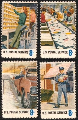 Postal service employees stamps block