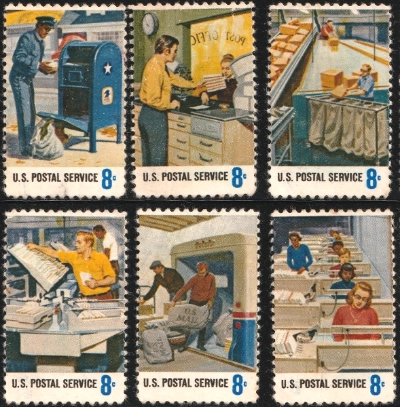 Postal service employees stamps block 6