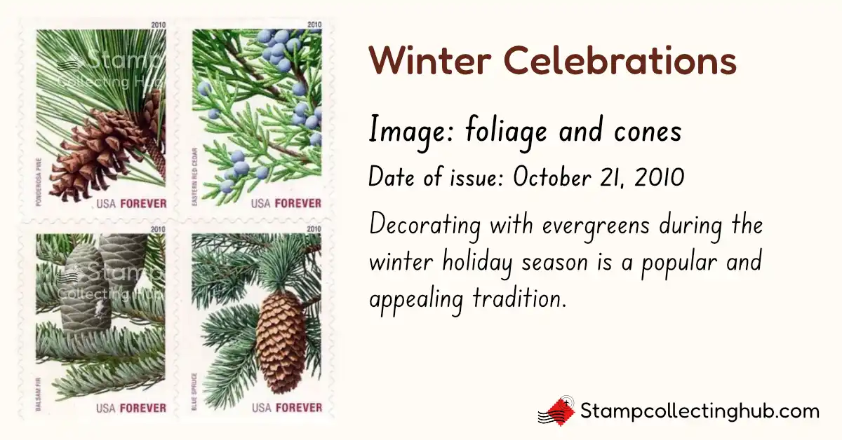 winter holiday season stamps