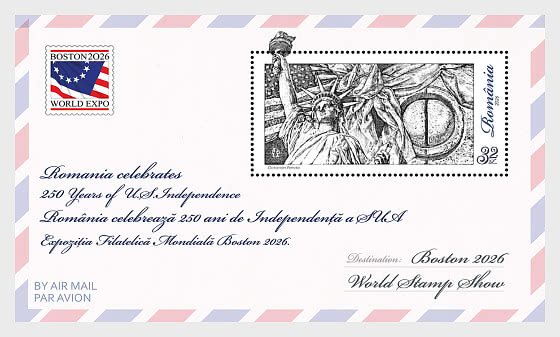 250 Years of US Independence Romania souvenir sheet