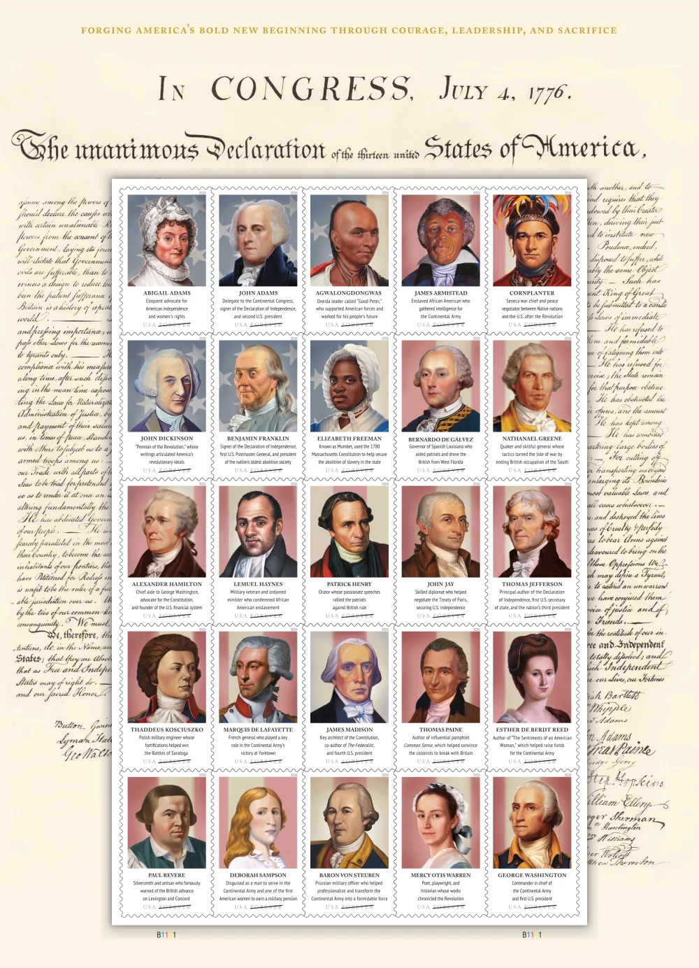 Figures of the American Revolution stamps 2026