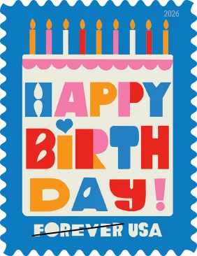 Happy Birthday stamp 2026