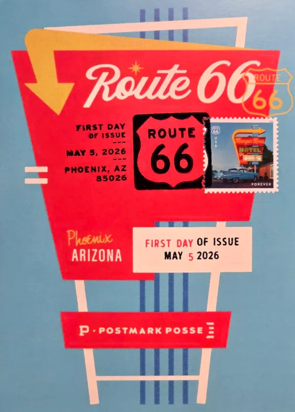 Route 66 Arizona card with stamp