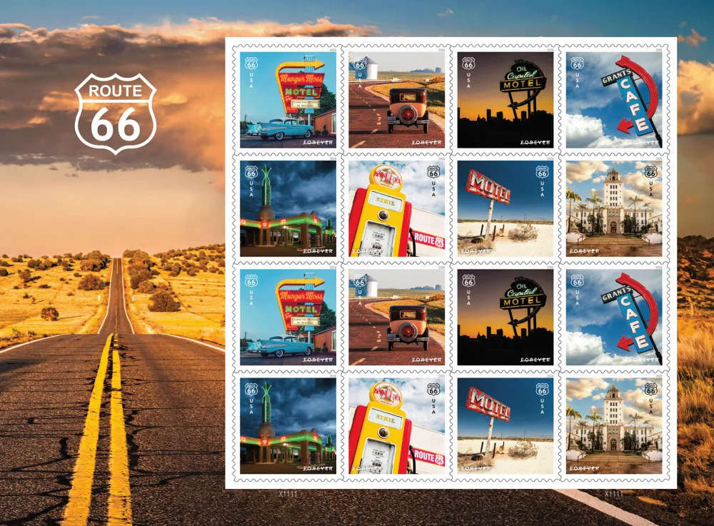 Route 66 stamps celebrating 100th anniversary of the iconic road