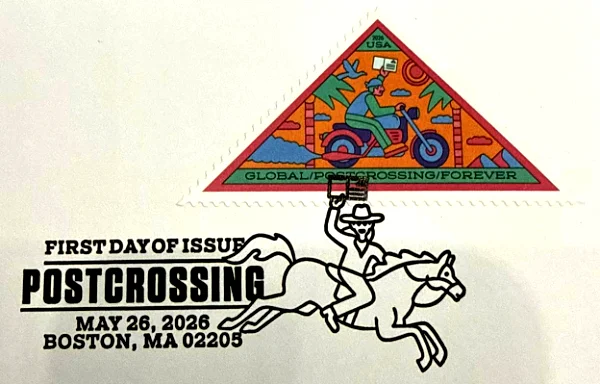 US Postcrossing stamp with cancellation