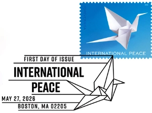 US international peace stamp 2026 first day cancellation