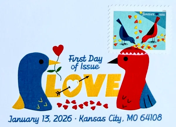 USPS love stamp with cancellation 2026