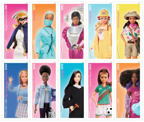USPS Barbie stamps 2026