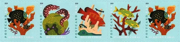Coral Reefs postcard stamps 2019