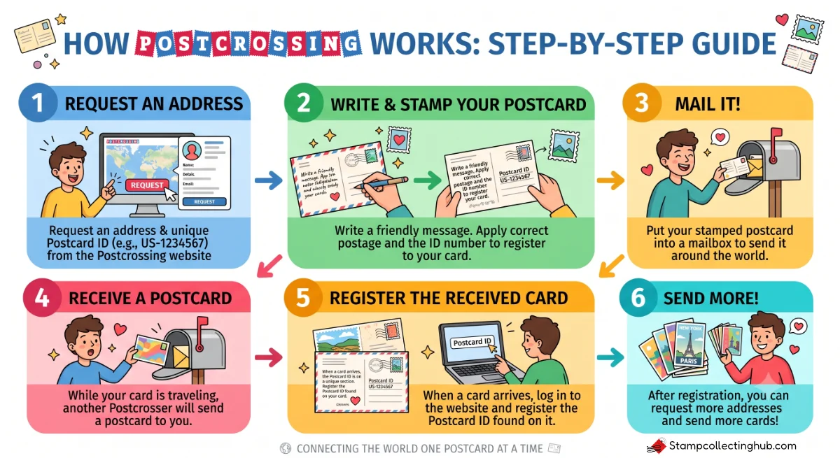 How Postcrossing Works infographic
