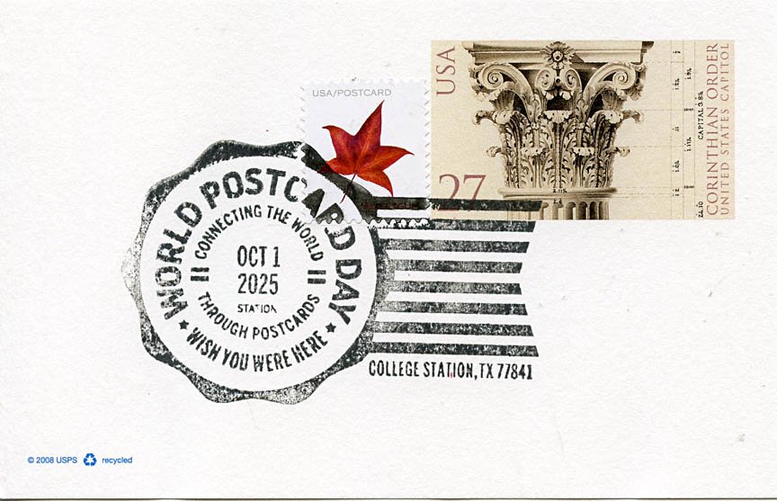 World postcard day postmark USA 2025